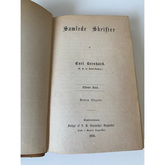 1870 Antique XI-XII Samlede Skrifter by Carl Bernhard Hardcover Danish Book - Picture 7 of 10